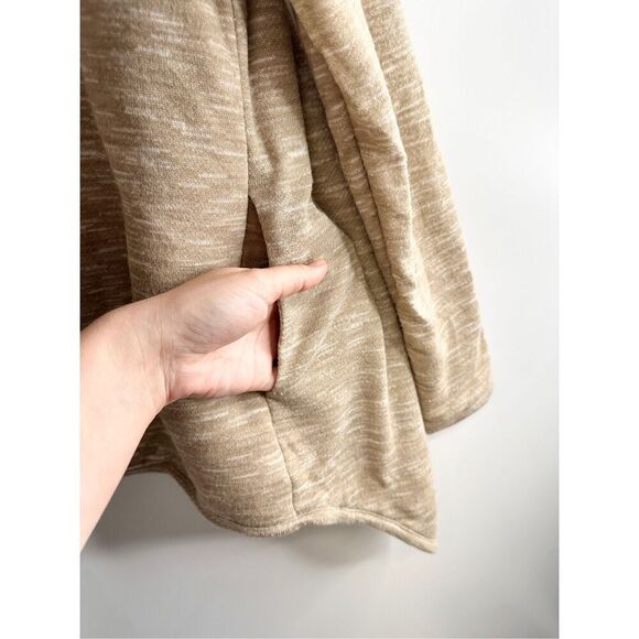 Green Tea Sherpa Lined Open Cardigan Tan Womens Size Medium Side Pockets - Picture 5 of 7